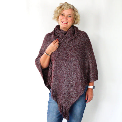 Metallic Turtleneck Poncho