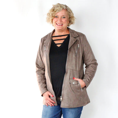 Suede-Feel Fashion Jacket