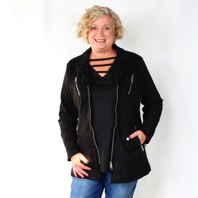 Suede-Feel Fashion Jacket