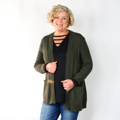 Waffle Pocket Open Cardigan
