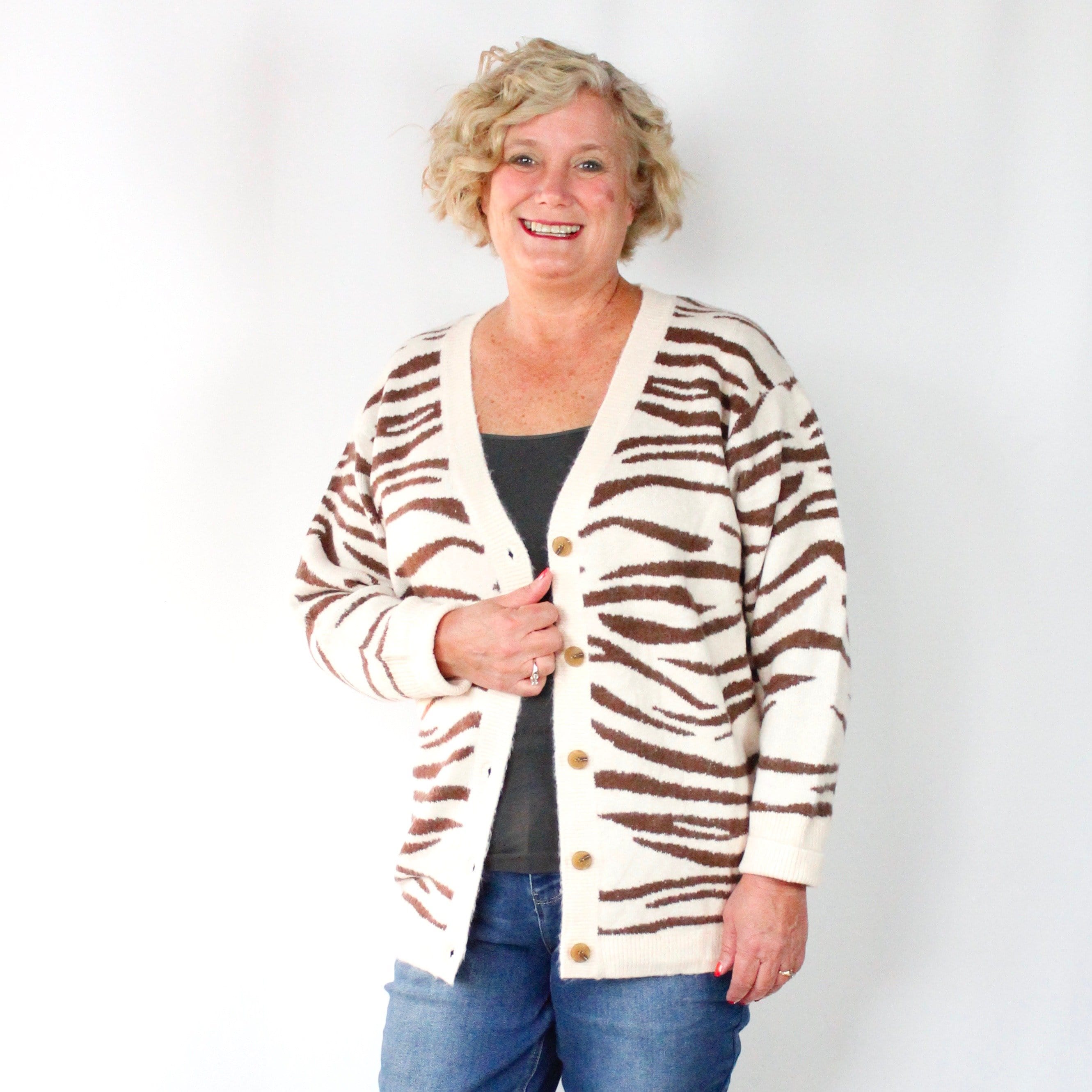 Zebra Button Cardigan