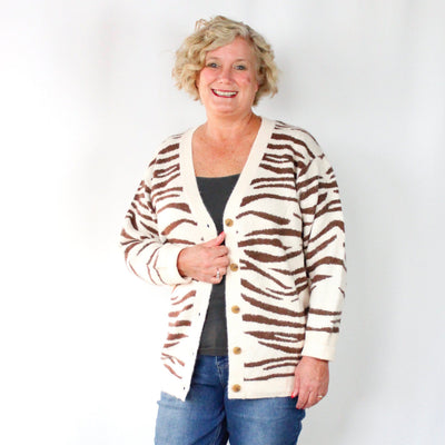 Zebra Button Cardigan