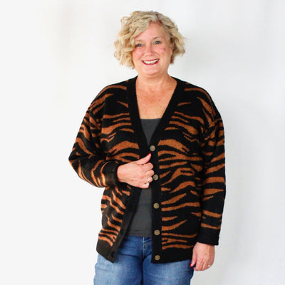 Zebra Button Cardigan