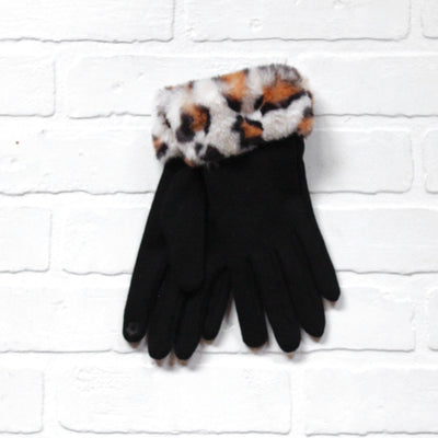 Leopard Fur Cuff Gloves