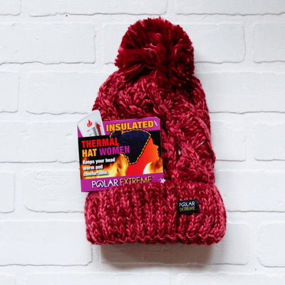 Polar Extreme Heat Marl Cable Knit Pom Hat Asst