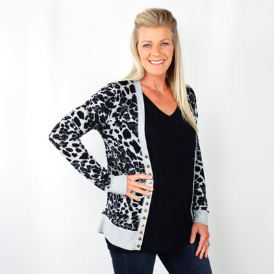 Leopard Snap Cardigan