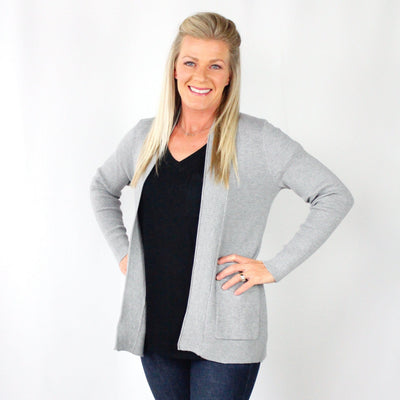 Waffle Pocket Open Cardigan
