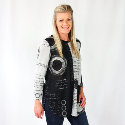 Black Grey Circle Printed Tunic