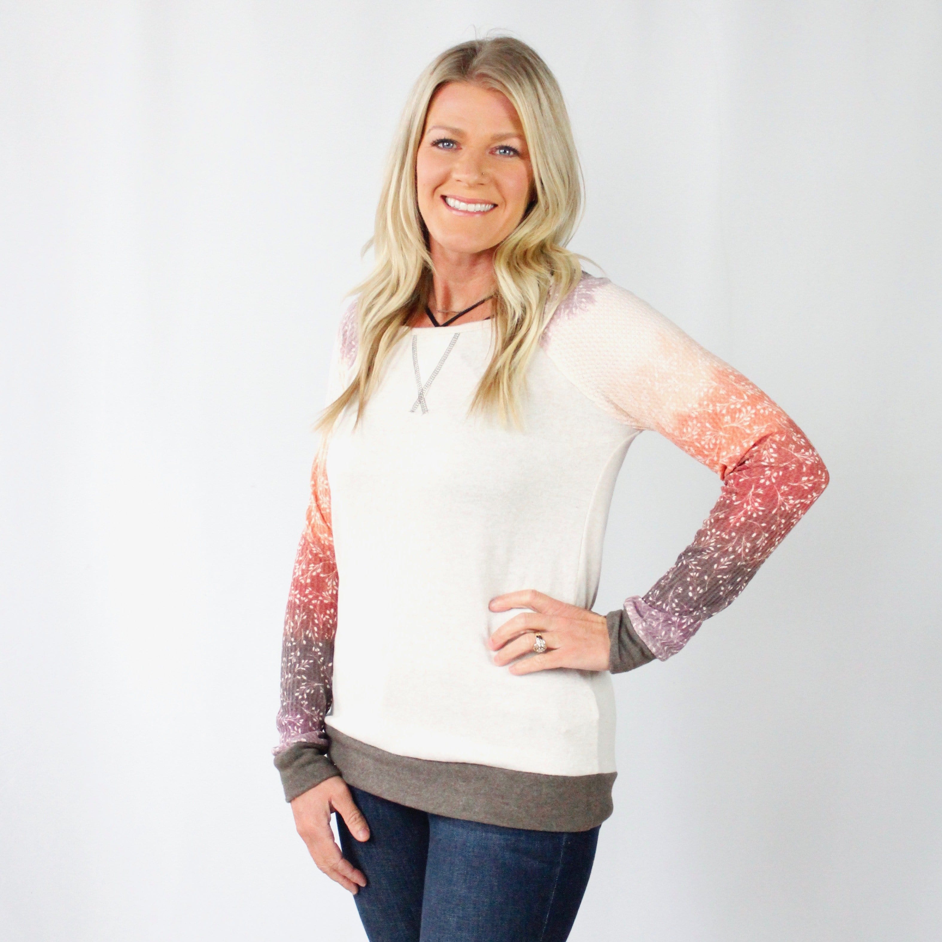 Oatmeal Ombre Sleeve Top