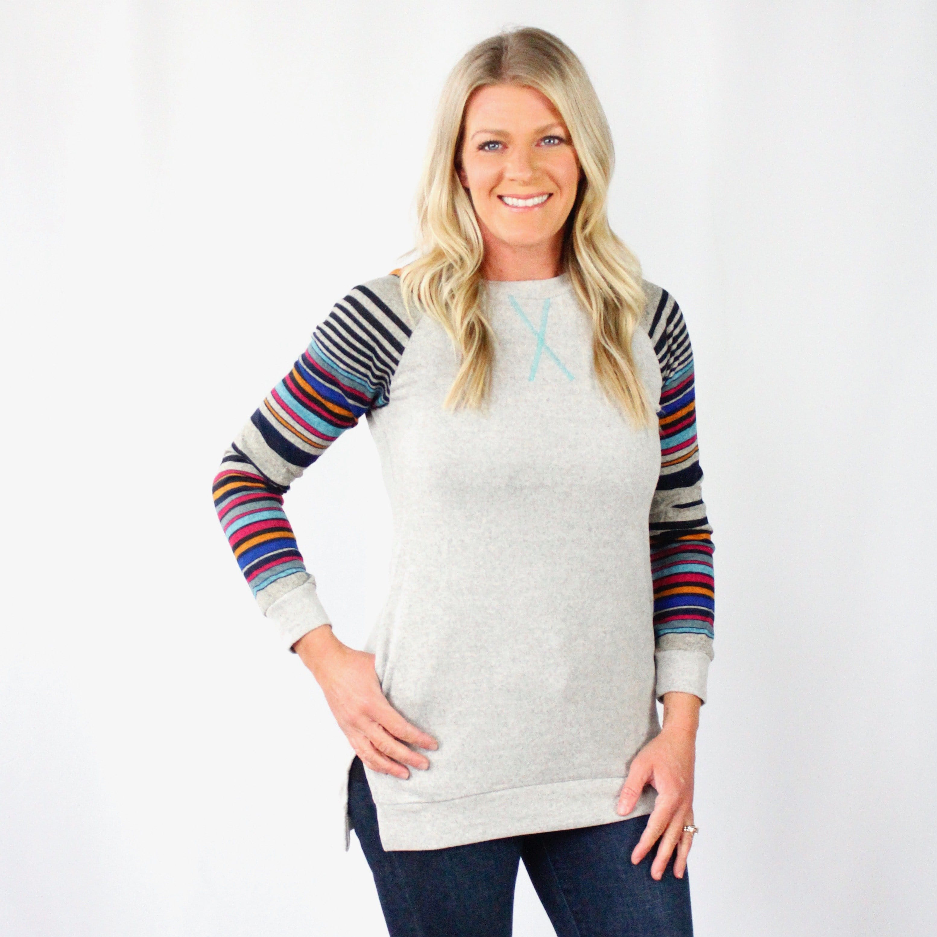 Multi Stripe Sleeve Tunic