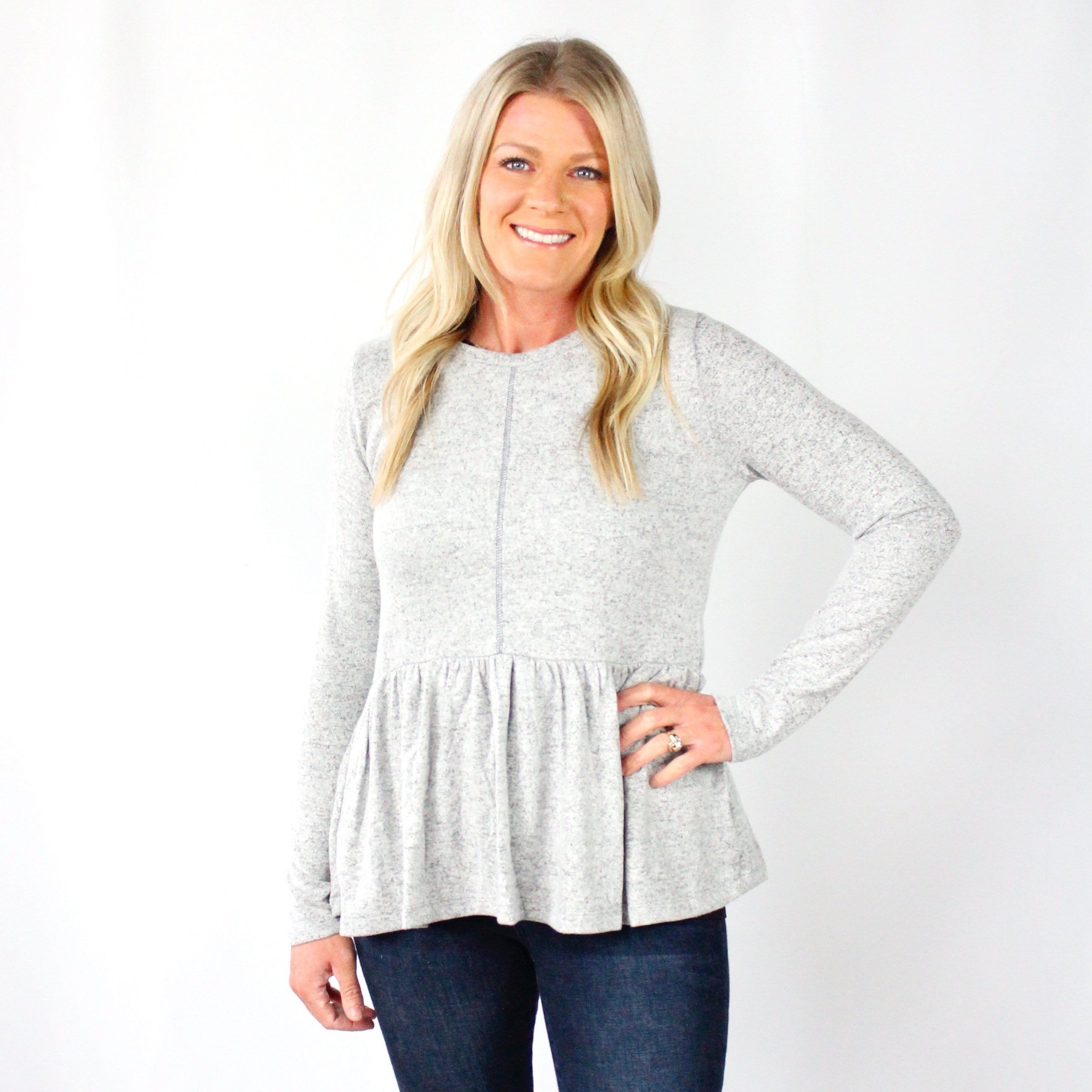 Grey Brush Babydoll Top
