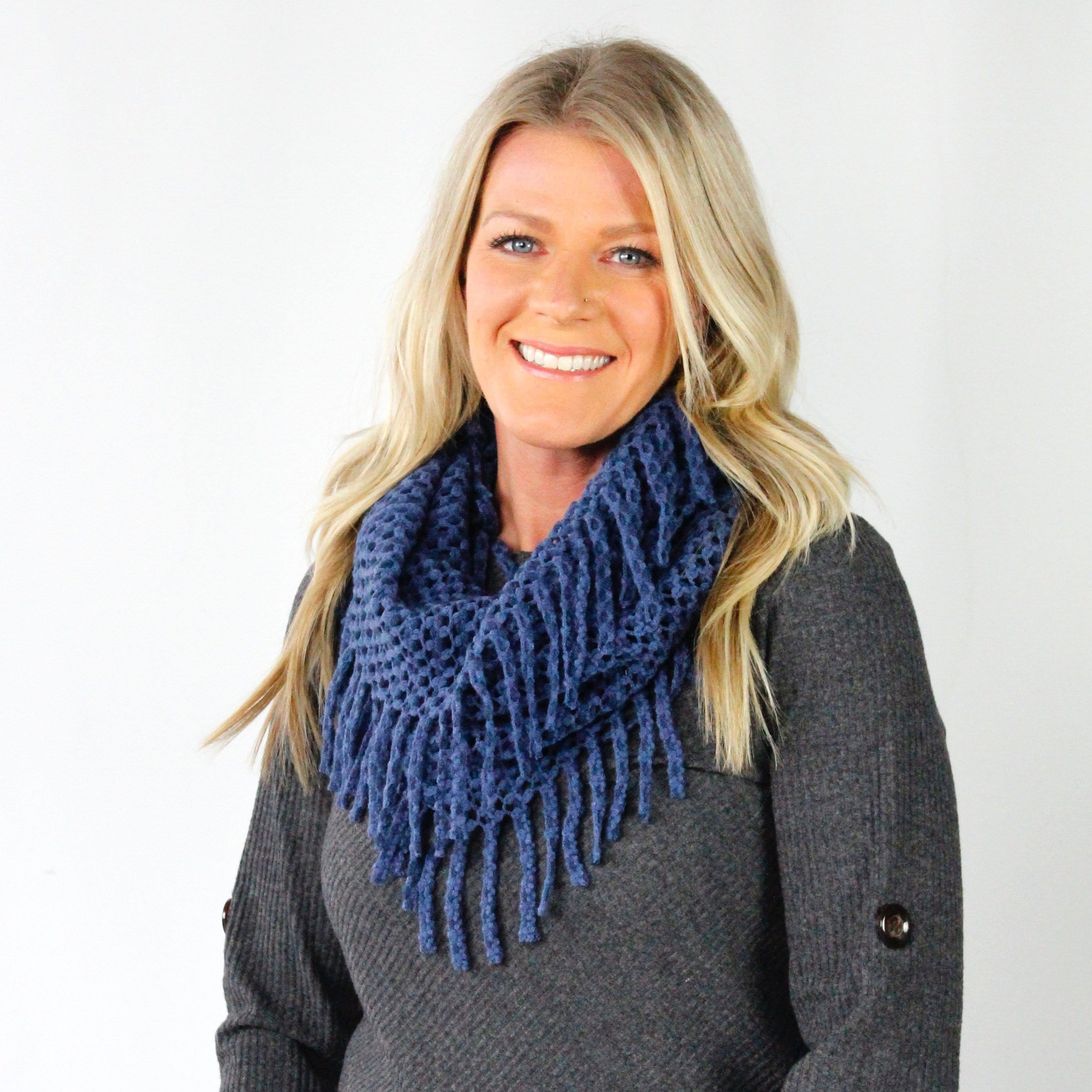 2-Tone Fringe Infinity Scarf