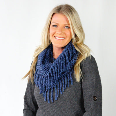 2-Tone Fringe Infinity Scarf