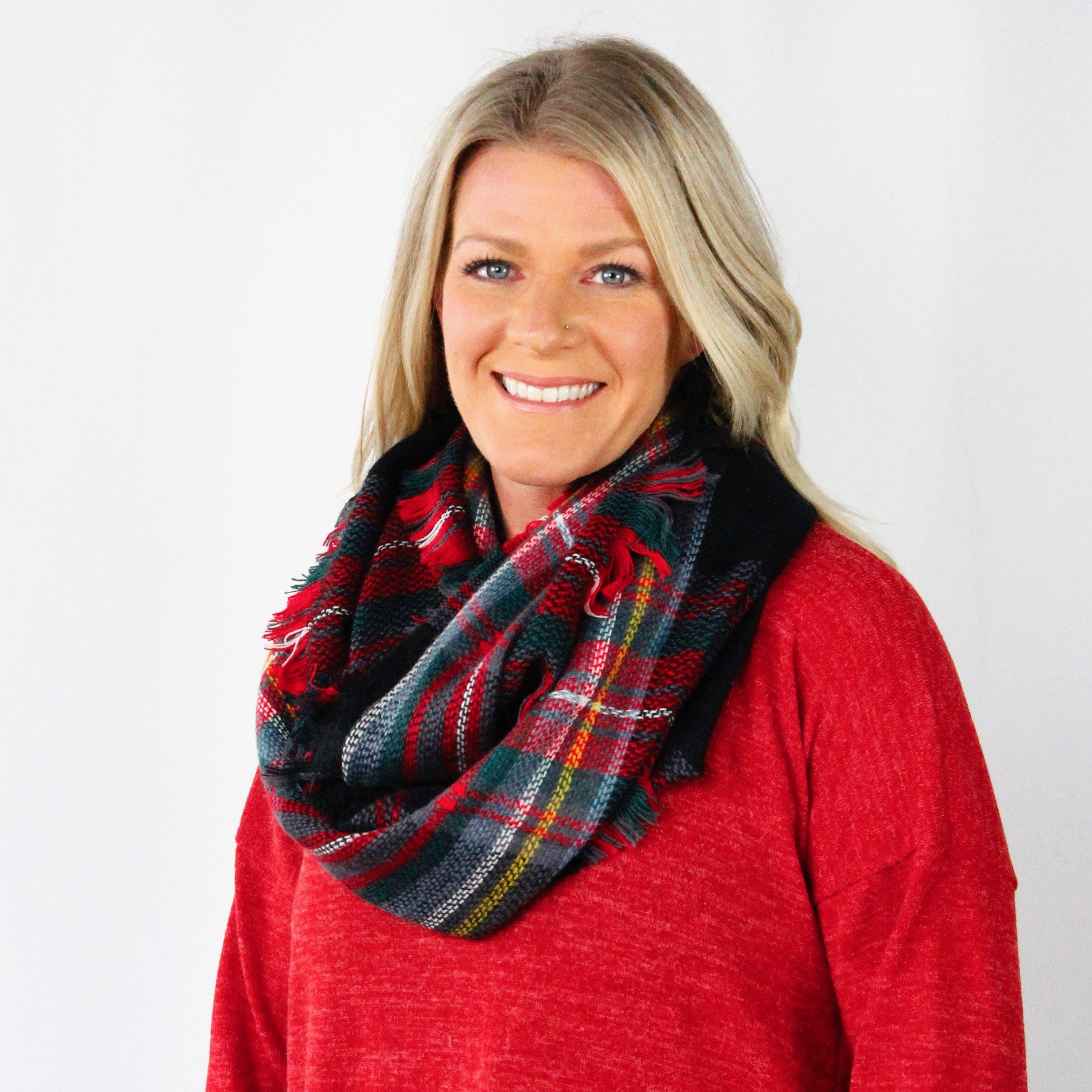 Woven Plaid Infinity Scarf