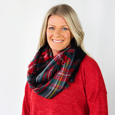 Woven Plaid Infinity Scarf