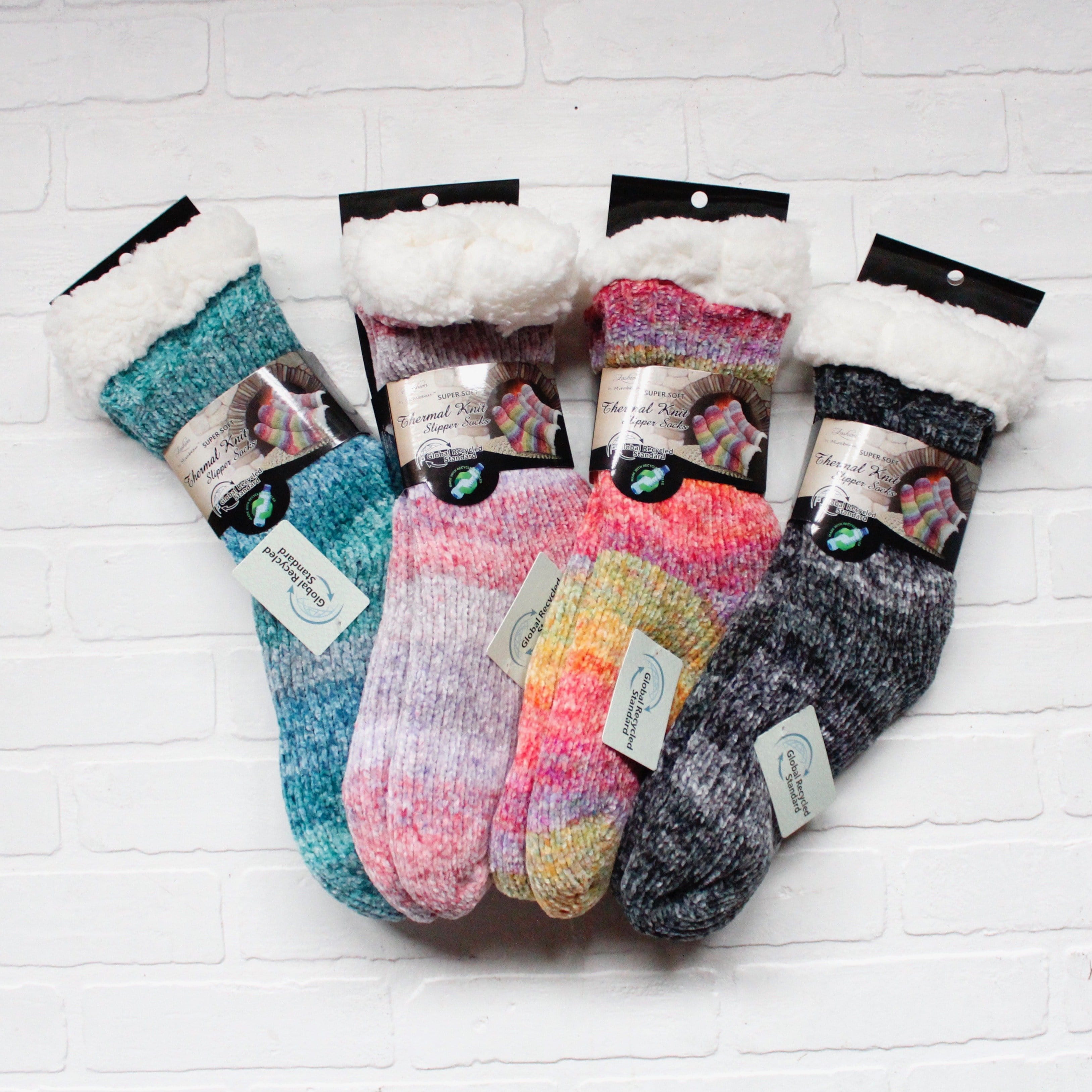 Ombre Yarn Thermal Slipper Socks Asst