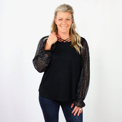 Sheer Sparkle Sleeve Top