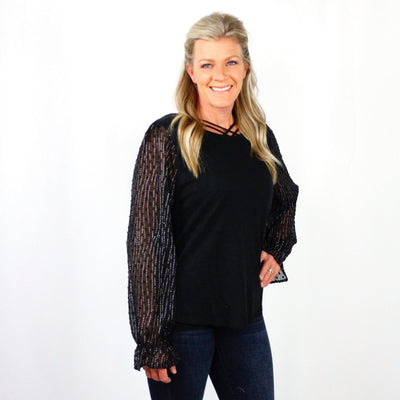 Sheer Sparkle Sleeve Top