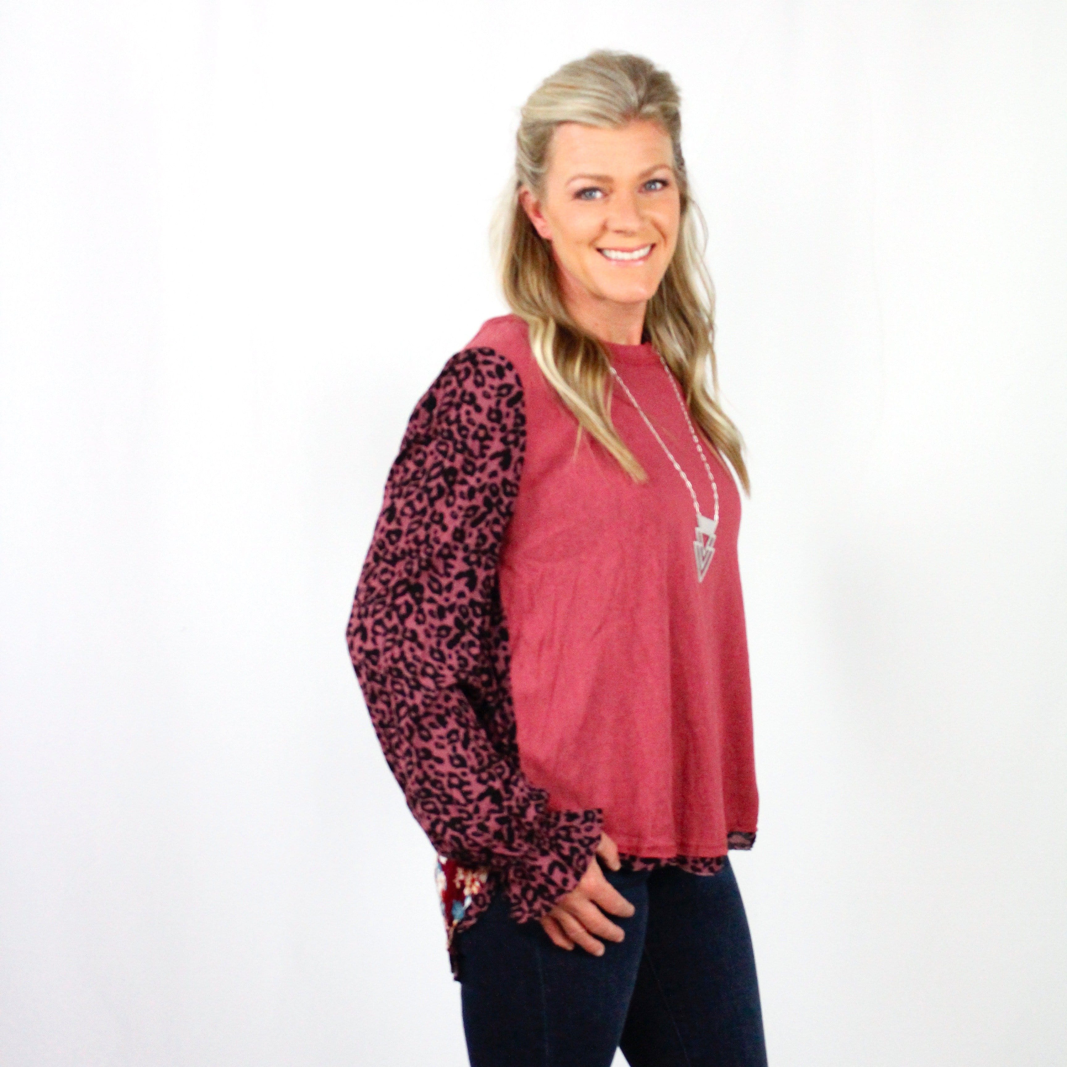 Floral Animal Print Top