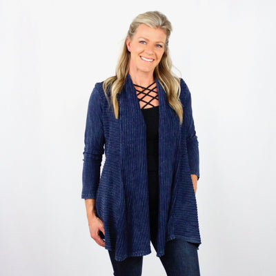 Wave Knit Contrast Cardigan