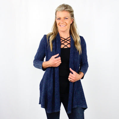 Wave Knit Contrast Cardigan