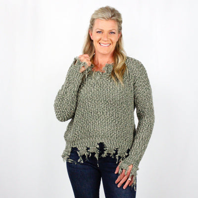 Popcorn Distressed Sweater