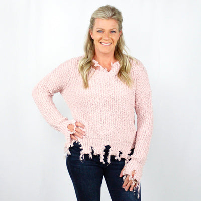 Popcorn Distressed Sweater