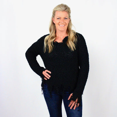 Popcorn Distressed Sweater
