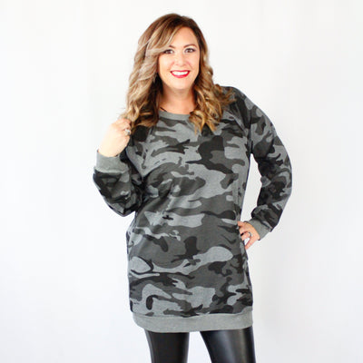Camo Sweatshirt Dress
