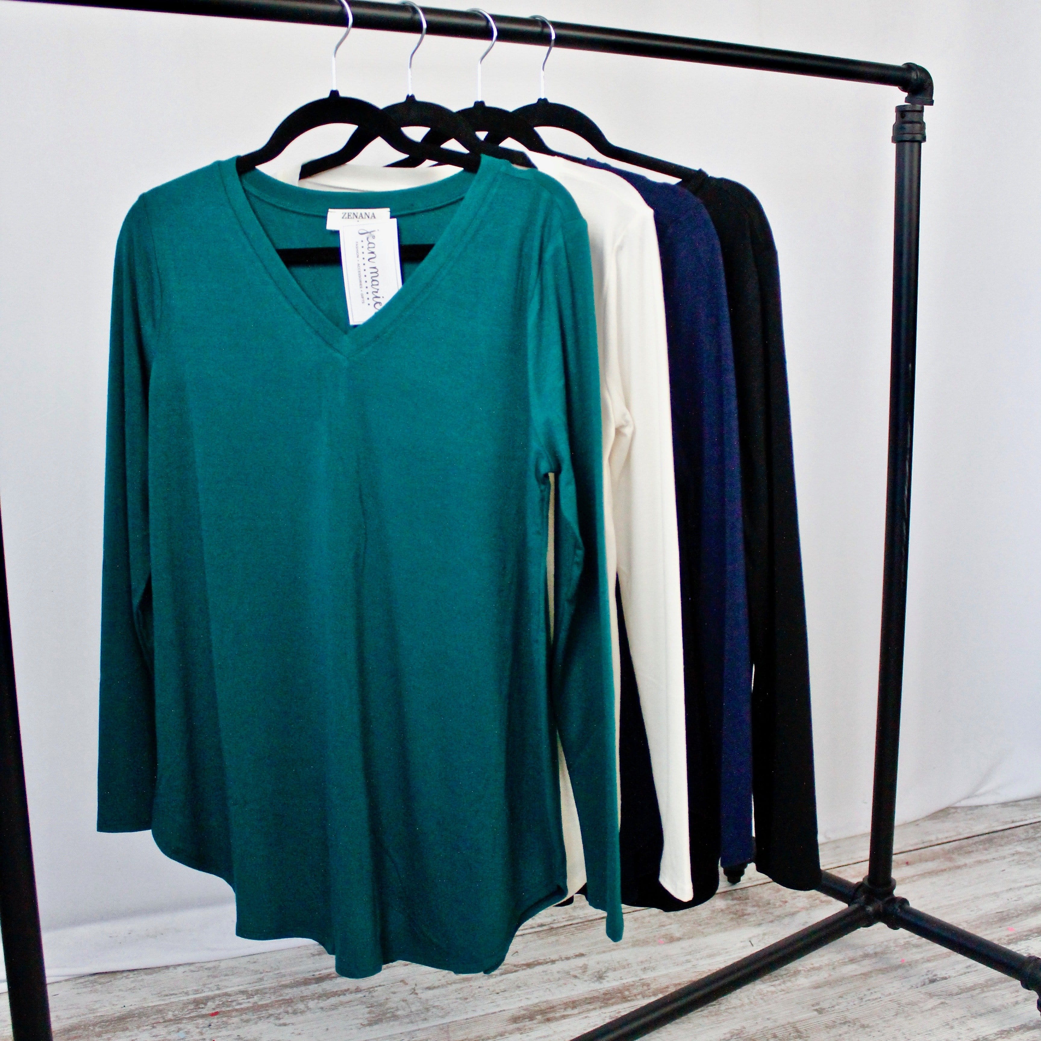 Long Sleeve Basic Vneck Top