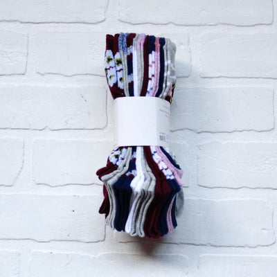 10pk Burgundy Floral Socks
