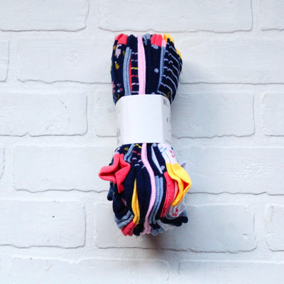 10 Pk Navy Floral Socks