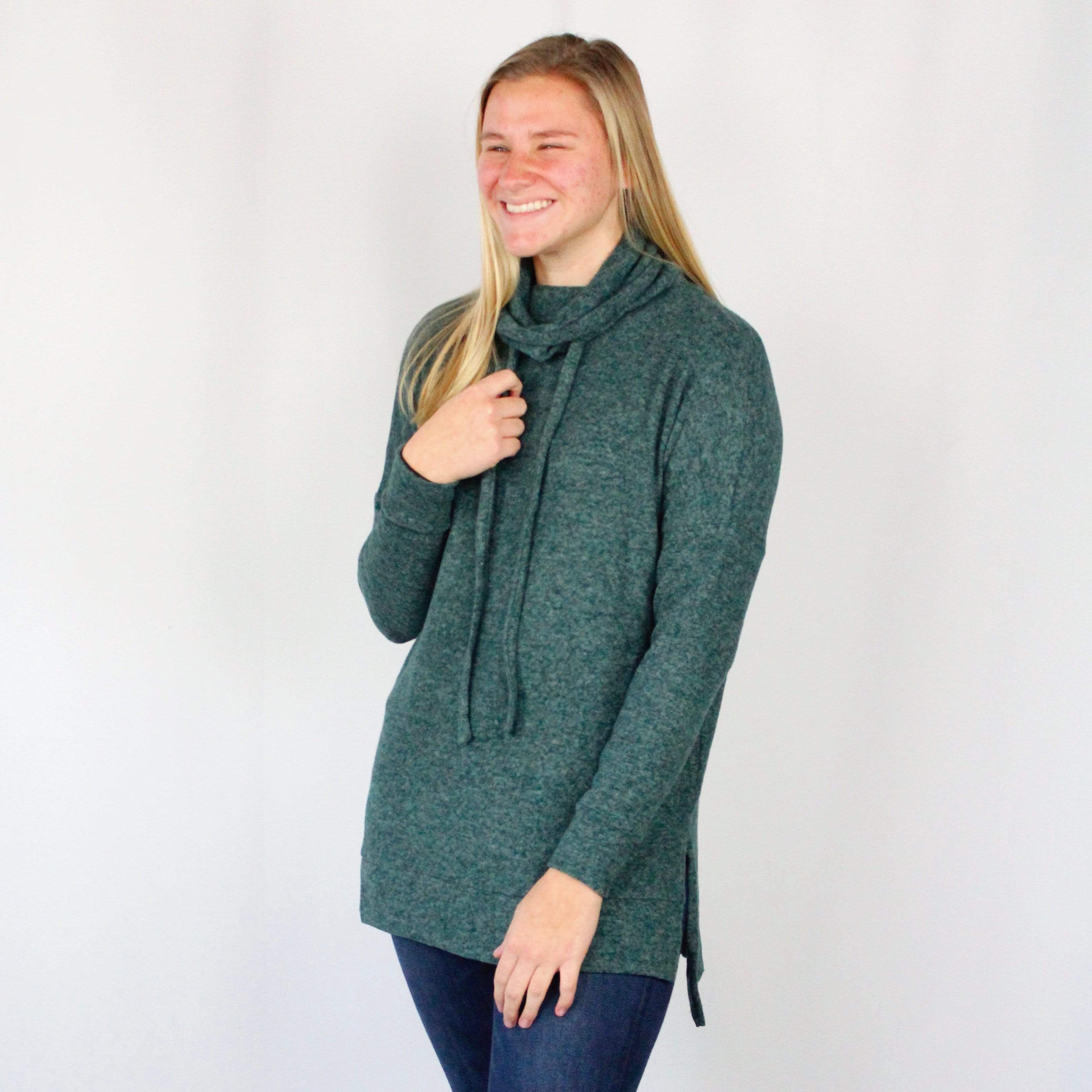 Brushed Cowl Neck Tunic Sweater - 2020