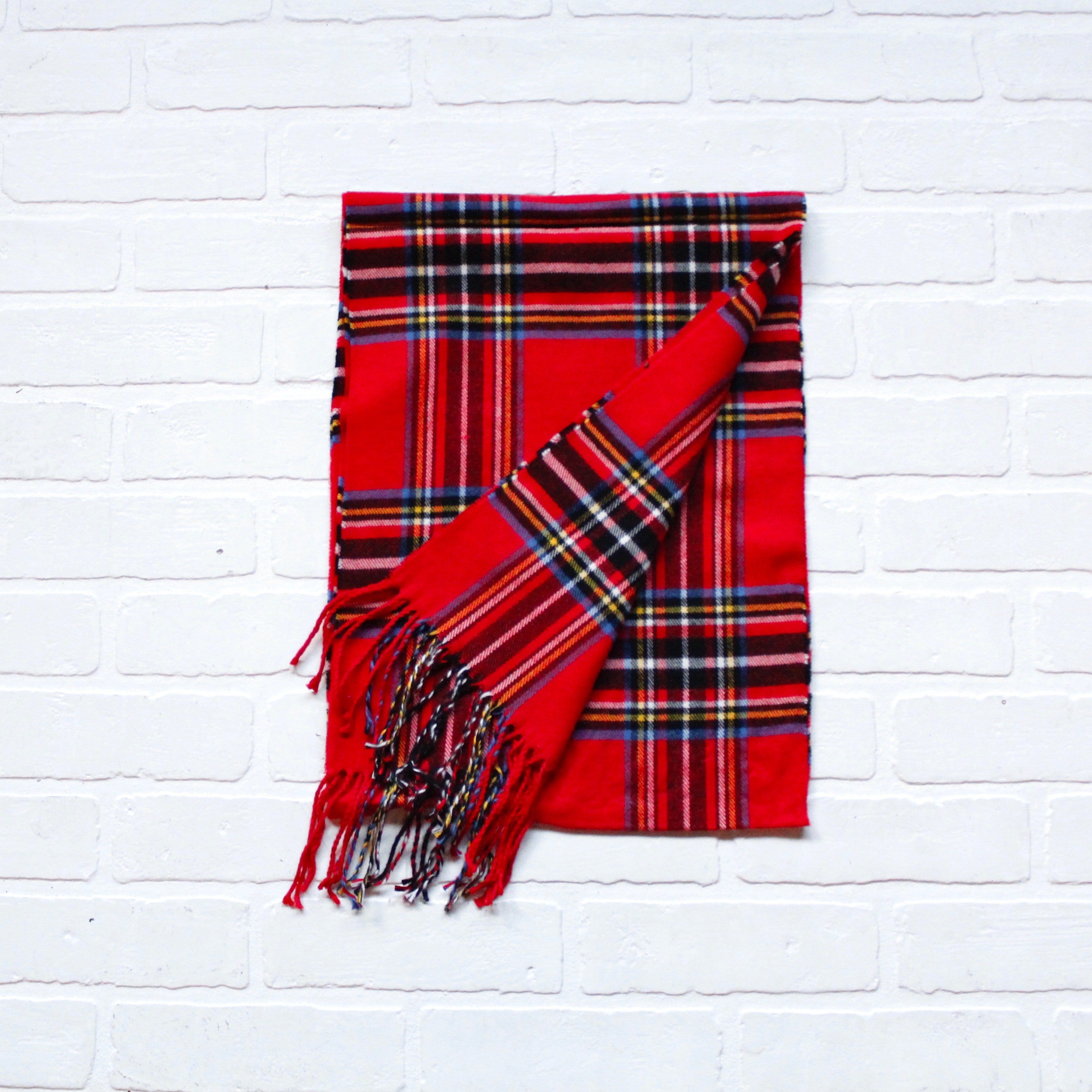 Cashmere Feel Scarf Red Plaid