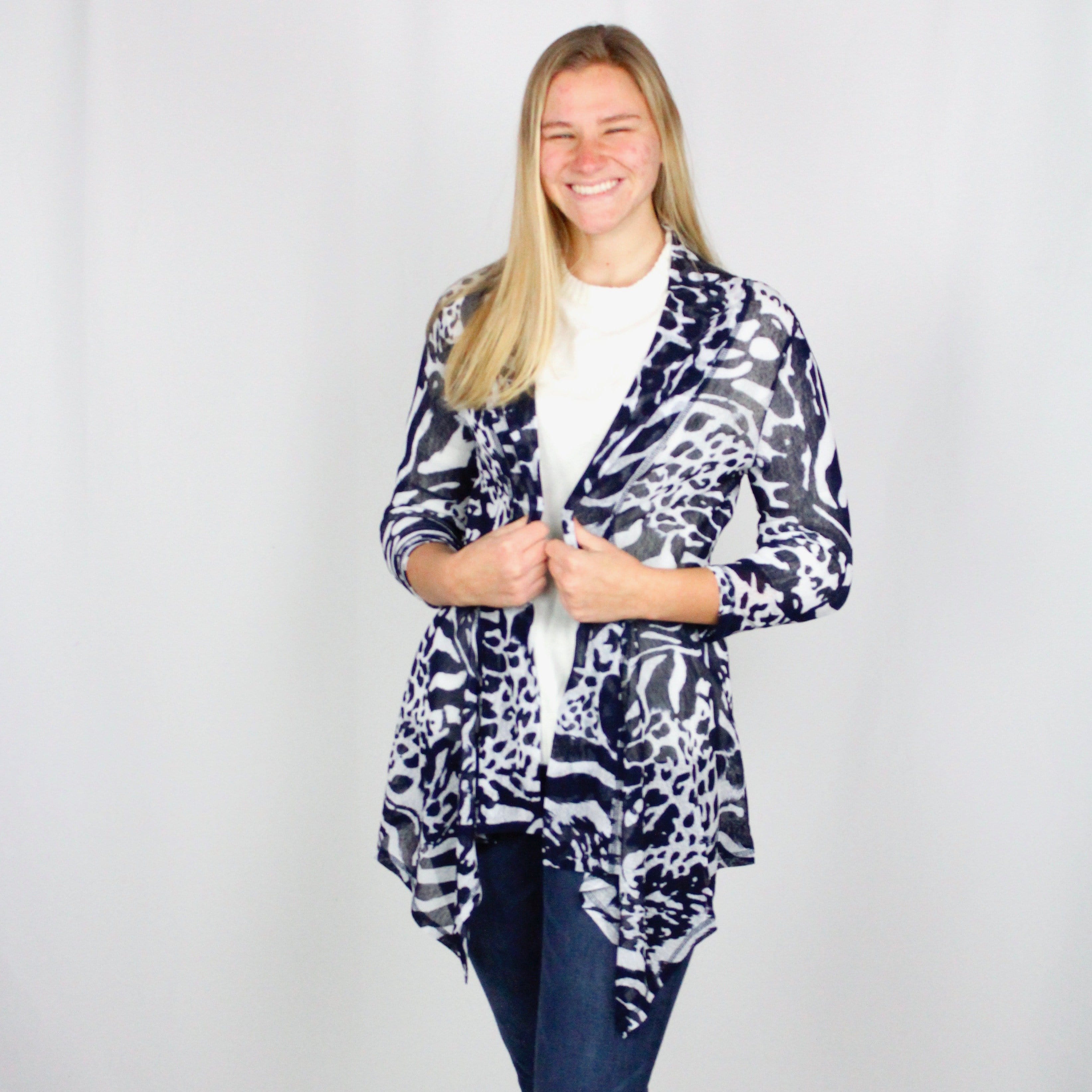 Navy White Cardigan