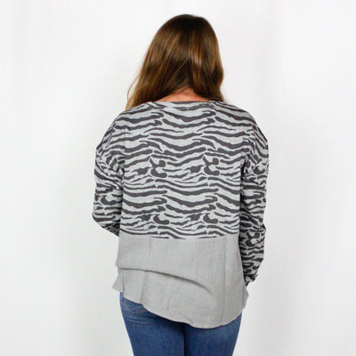 Grey Zebra Print Top