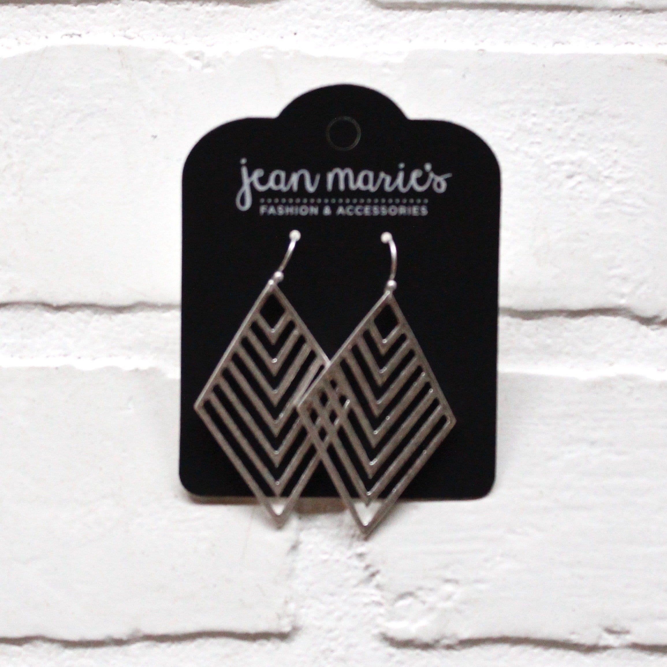 Silver Chevron Diamond Earring