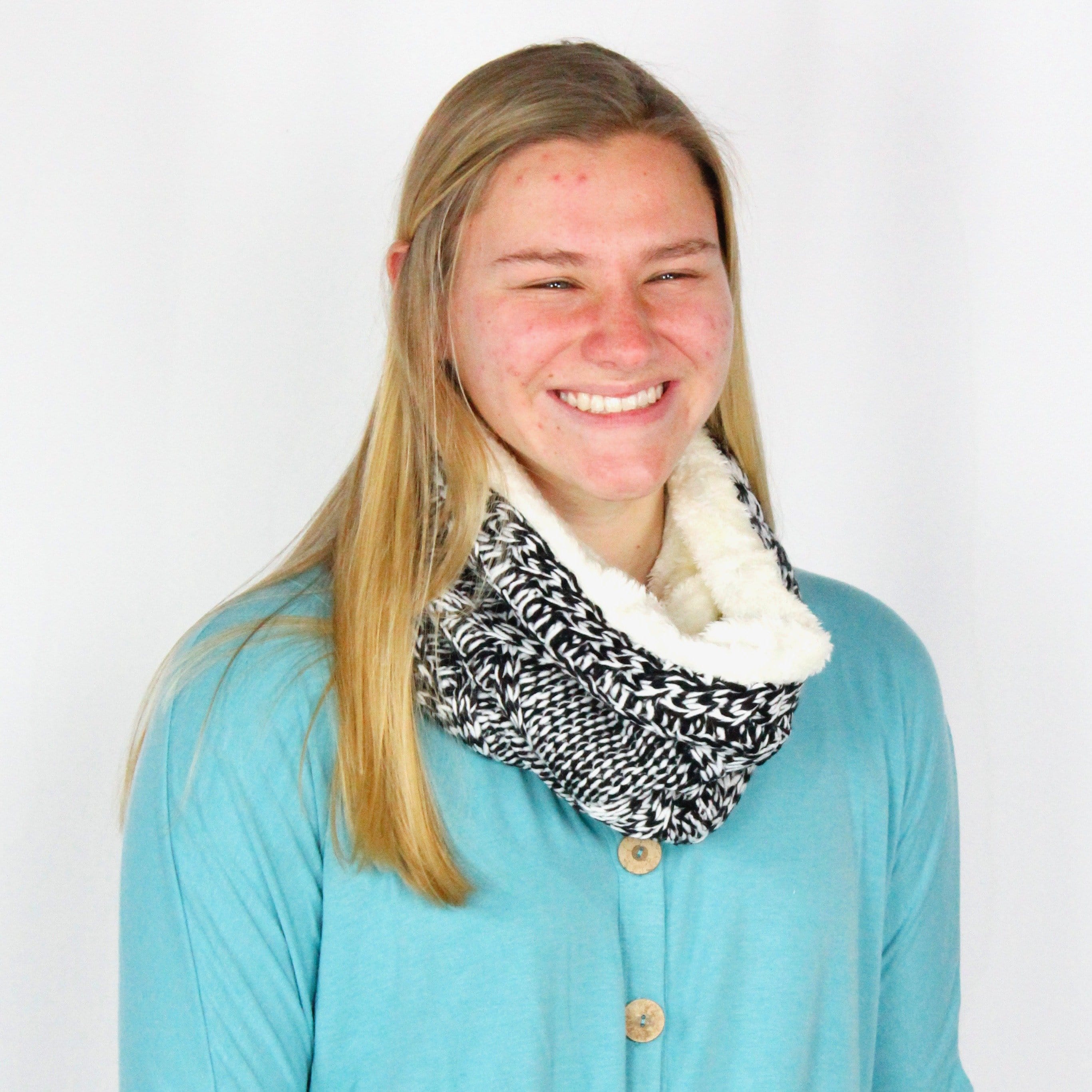 Two Tone Knit Cowl Scarf