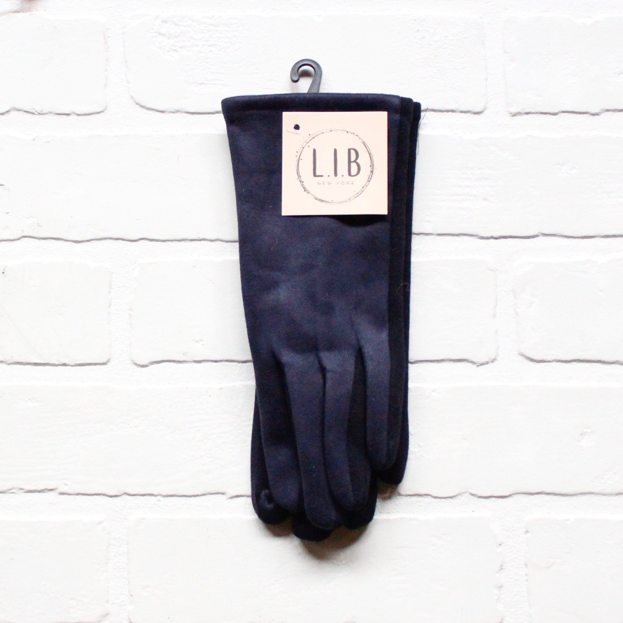 Navy Button Glove