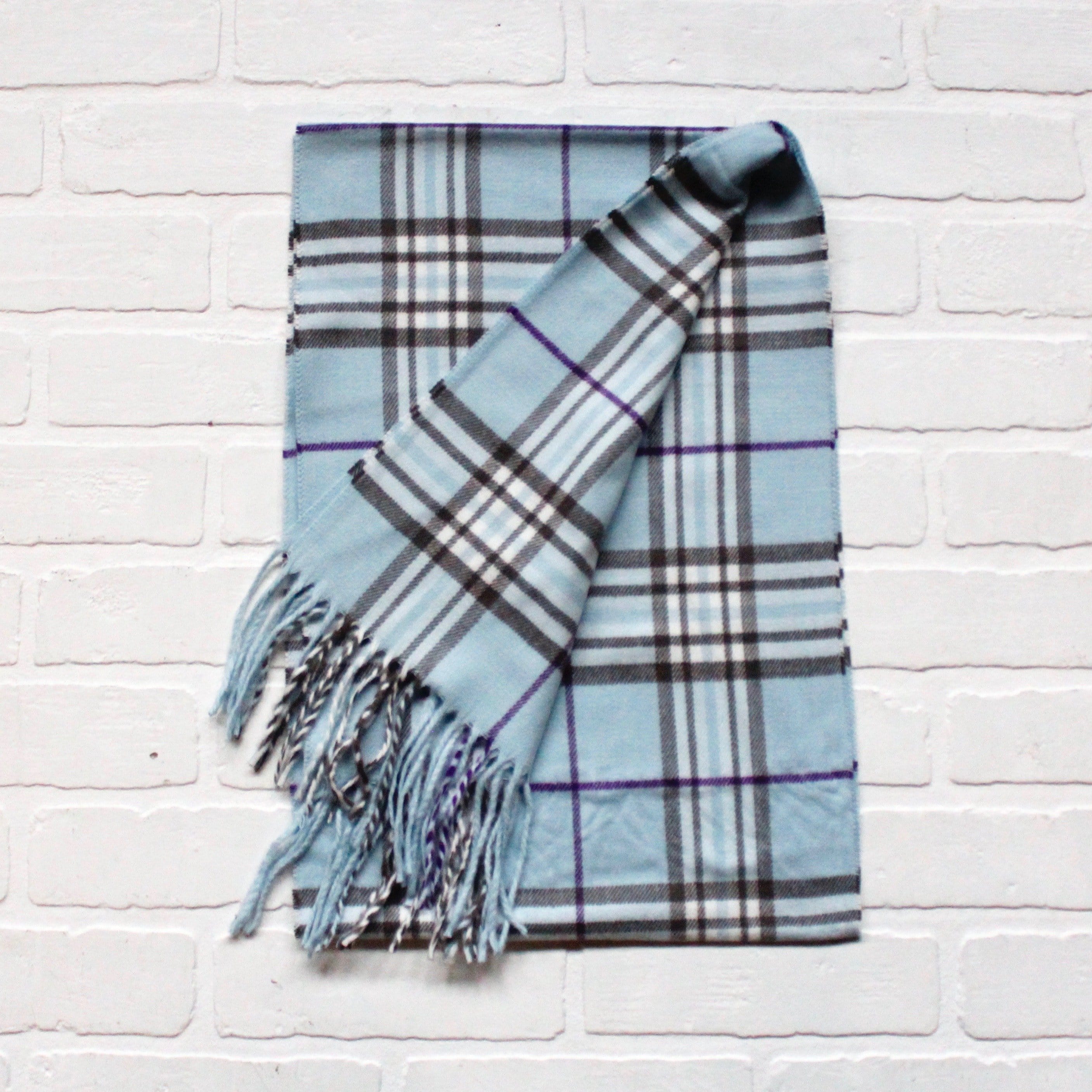 Cashmere Feel Scarf Blue Purple Plaid