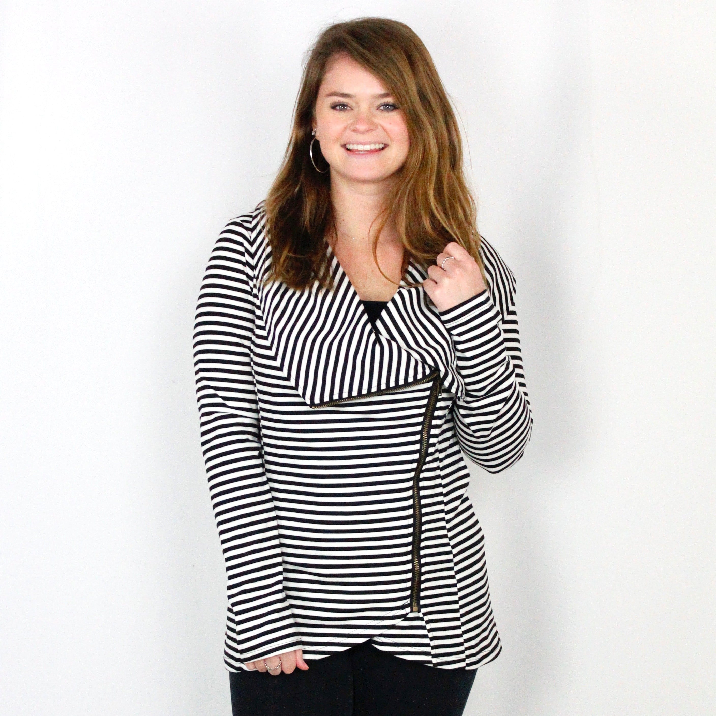 Black Stripe Drape Jacket