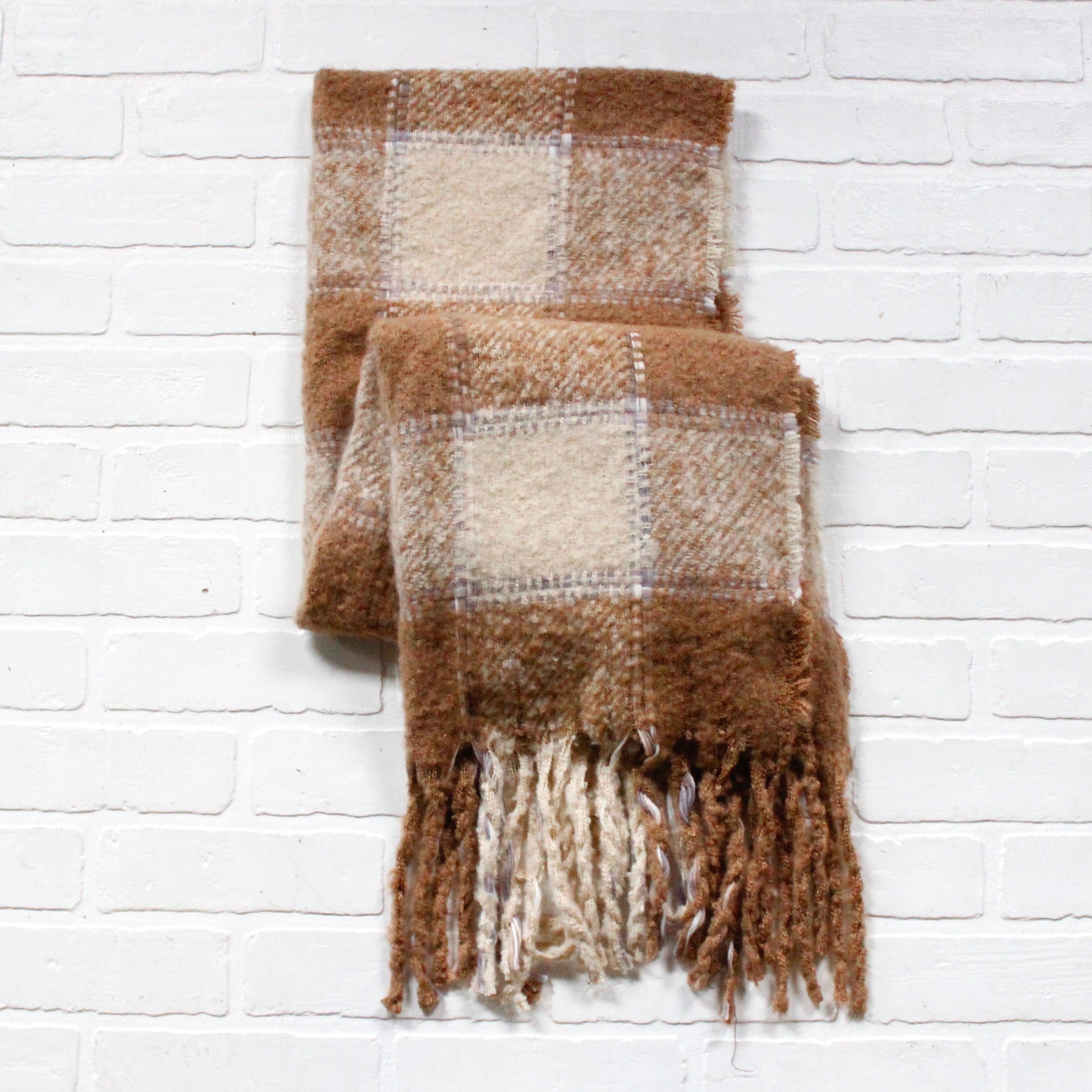 Tan Buffalo Plaid Scarf