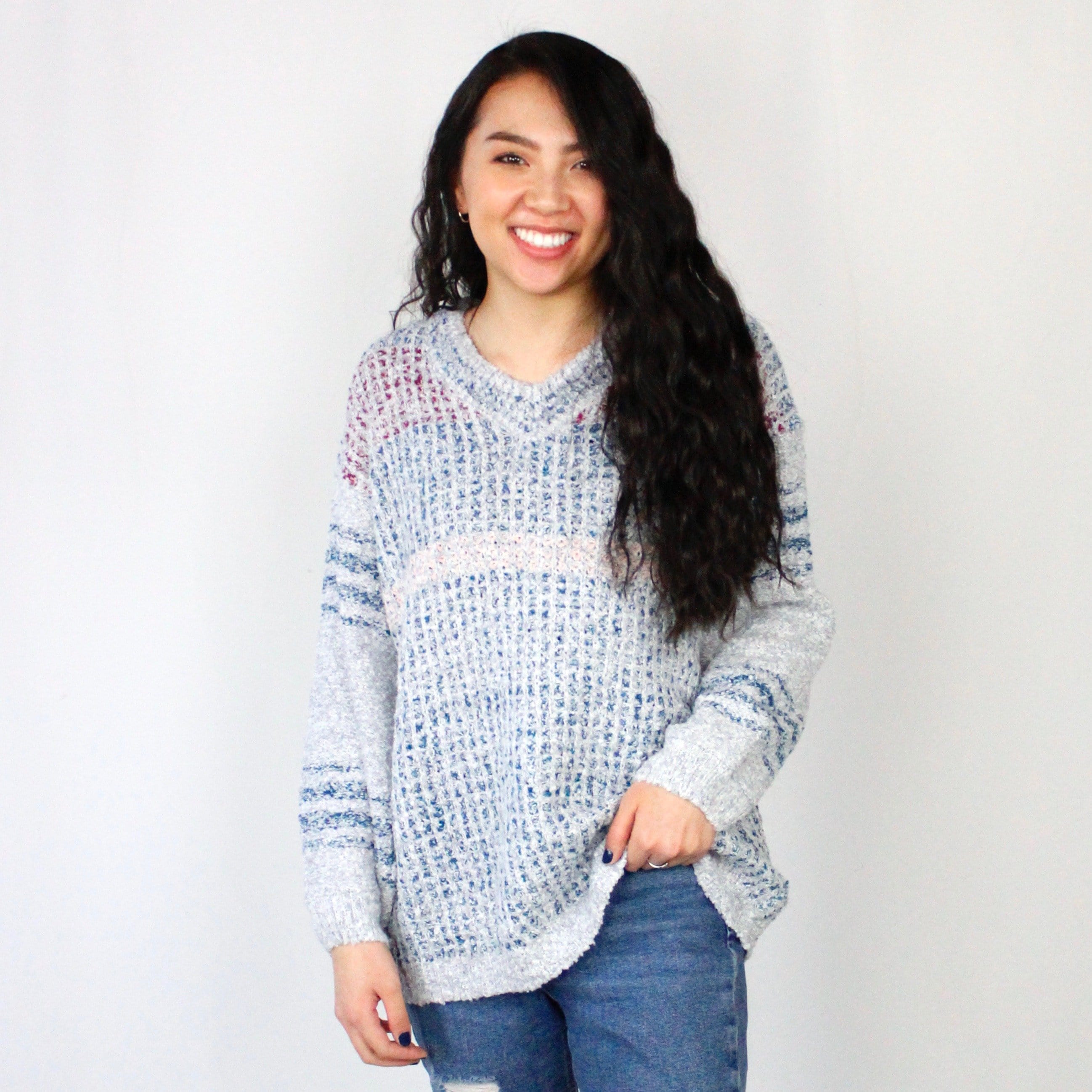 Textured Balloon Sleeve Pullover Sweater