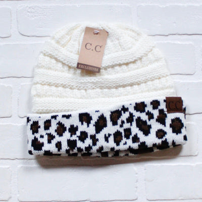 Leopard Cuff Beanie