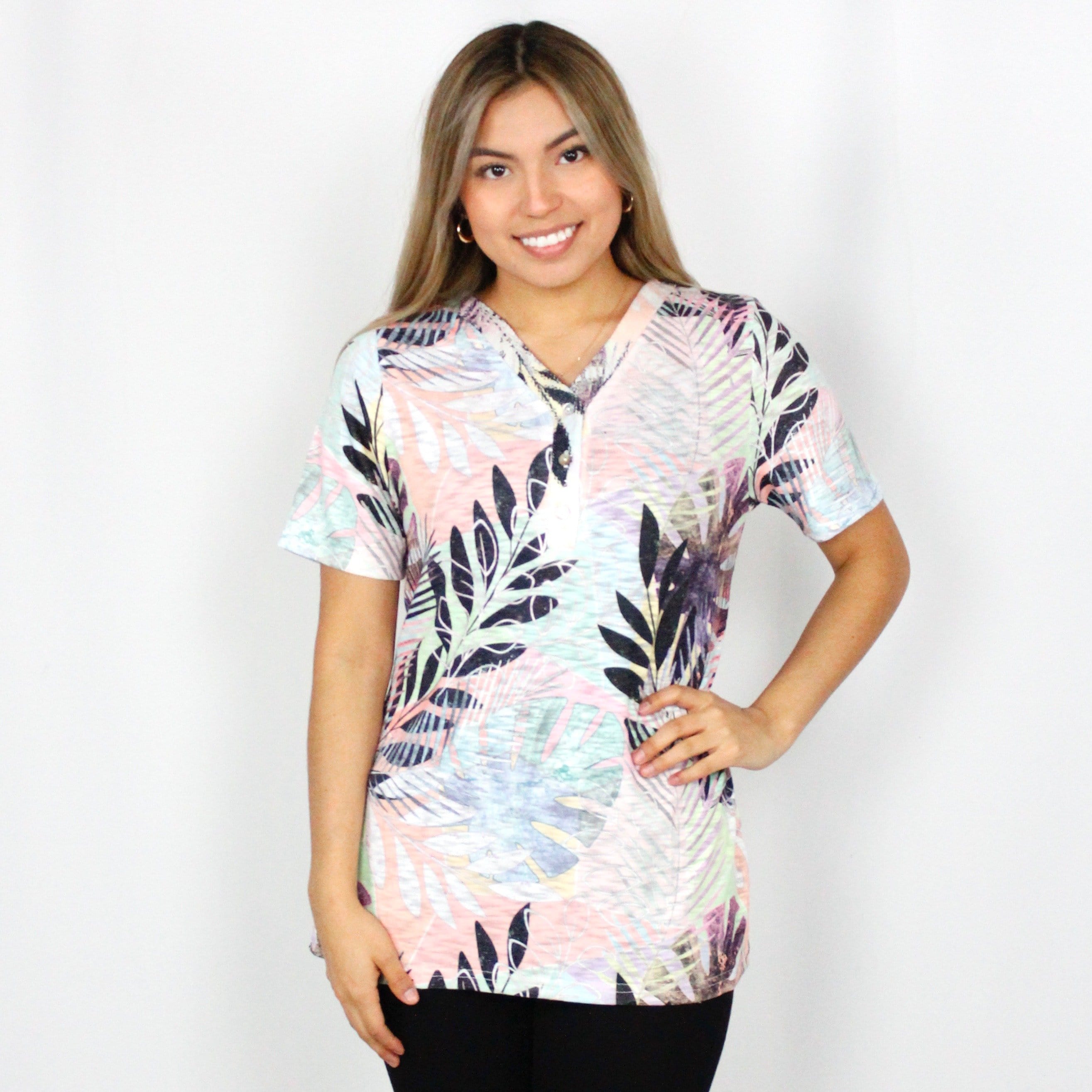 Multi Palm Sequin Detail Top