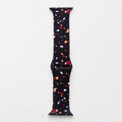 Black Terrazzo Silicone Watch Band