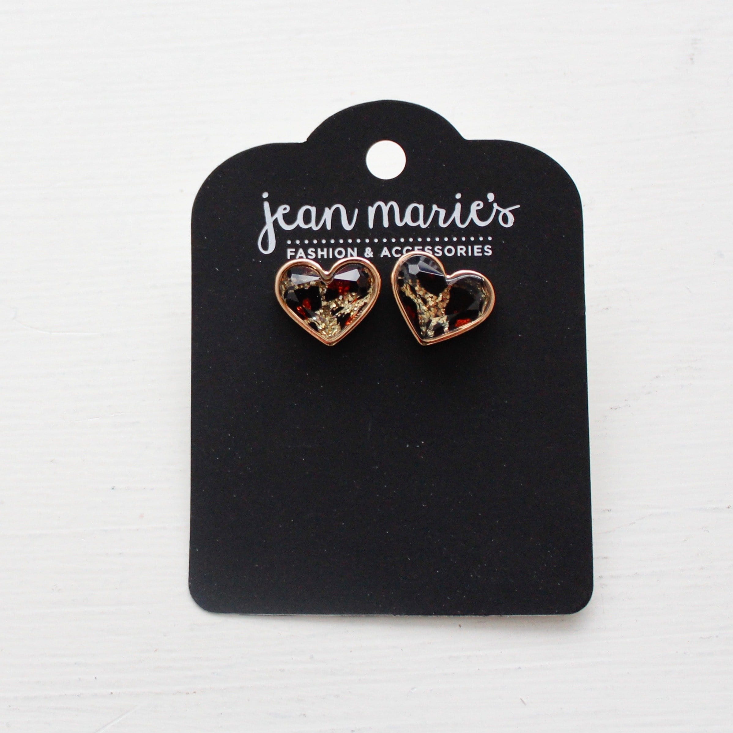 Glitter Leopard Heart Stud