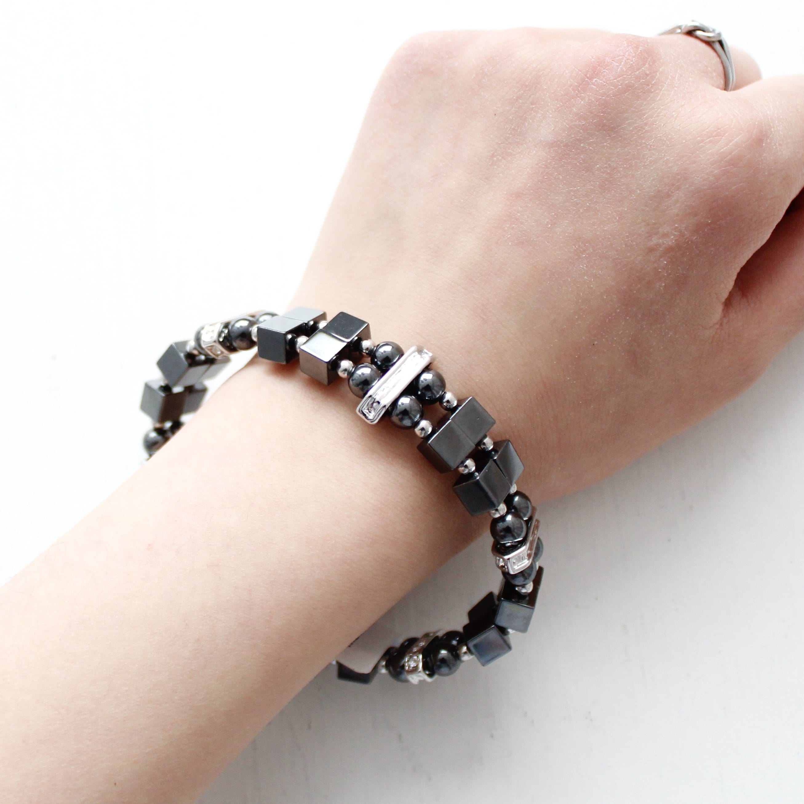 Graphite Geo Magnetic Bracelet