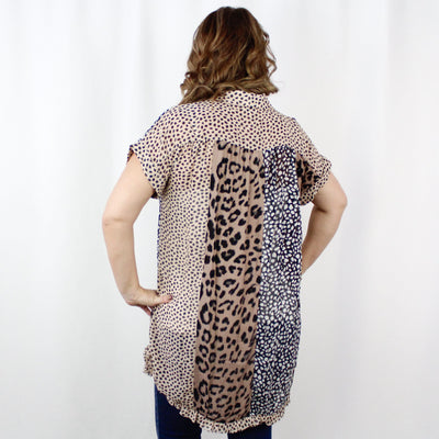 Mixed Animal Print Collared Dress