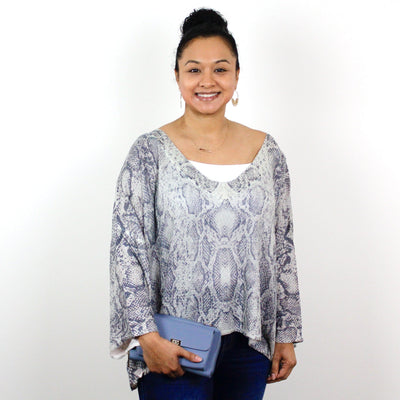 Taupe Grey Snake Sweater Top